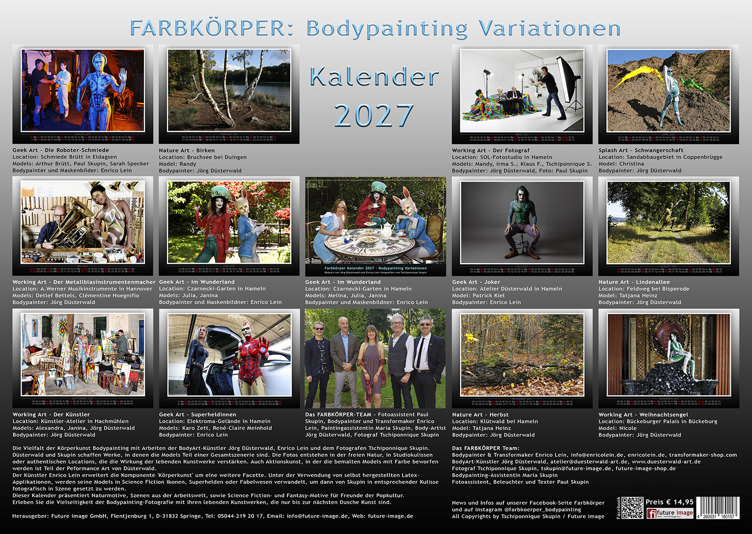 Kalender 2027: Farbkörper - Bodypainting Variationen