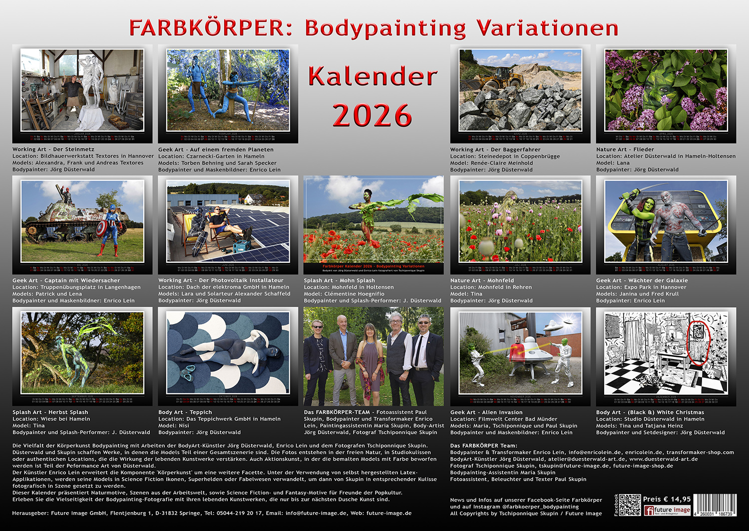 Kalender 2026: Farbkörper - Bodypainting Variationen Kalender 2026: Farbkörper - Bodypainting Variationen
