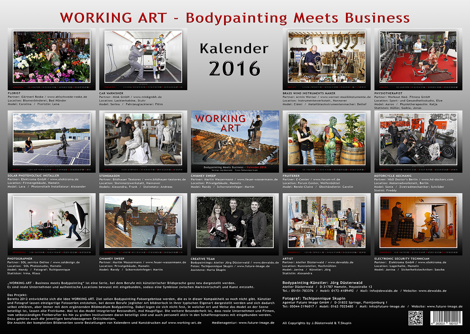 Kalender 2016: Working Art - Bodypainting Meets Business